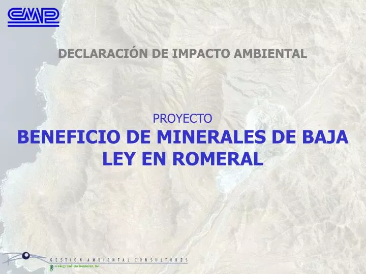 proyecto beneficio de minerales de baja ley en romeral
