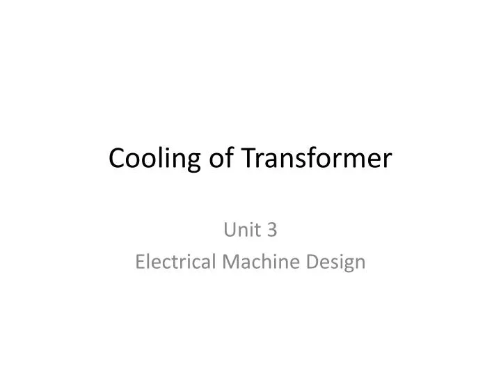 cooling of transformer