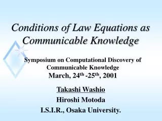 Conditions of Law Equations as Communicable Knowledge