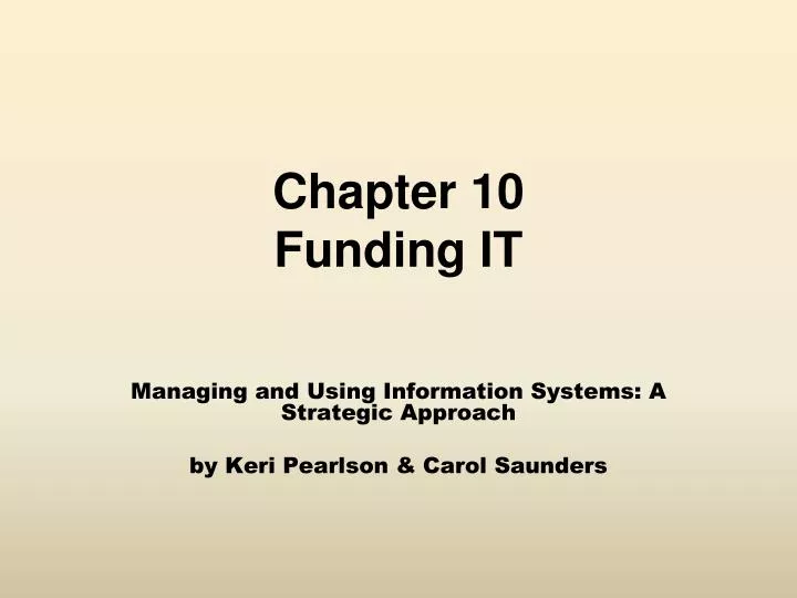 chapter 10 funding it