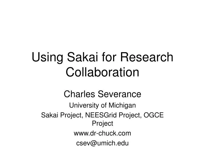 using sakai for research collaboration