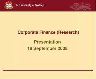 Corporate Finance (Research)