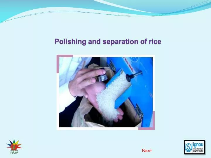 polishing and separation of rice