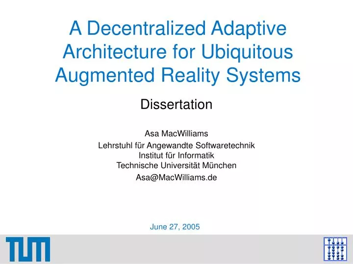 a decentralized adaptive architecture for ubiquitous augmented reality systems