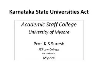 Karnataka State Universities Act