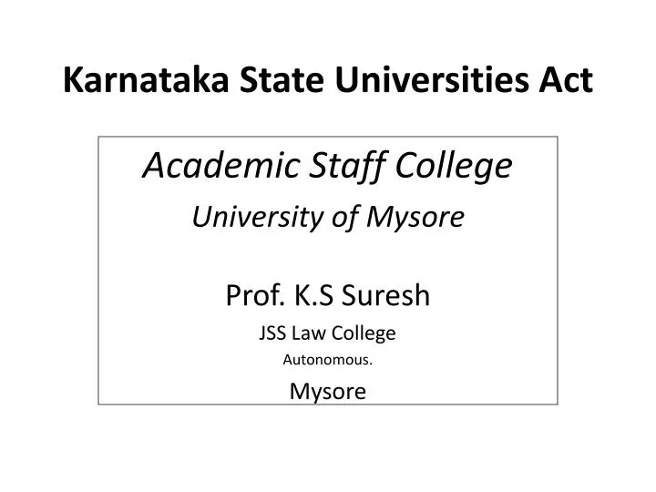 karnataka state universities act