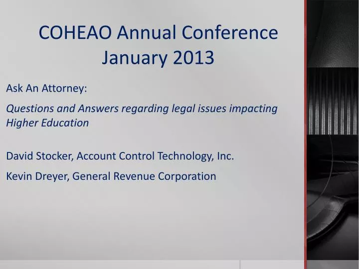 coheao annual conference january 2013