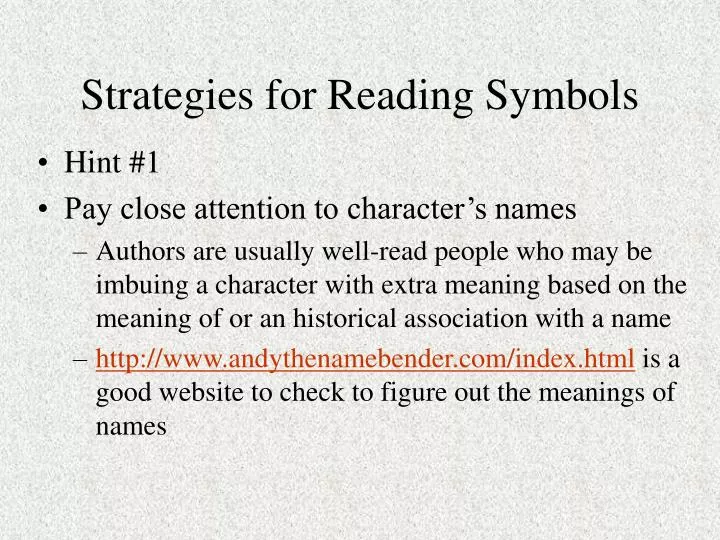 strategies for reading symbols