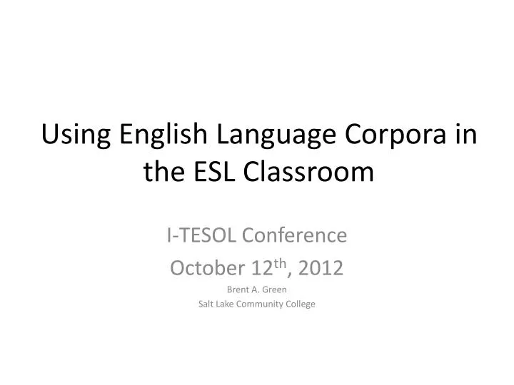 using english language corpora in the esl classroom