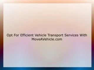 Efficient Vehicle Transport