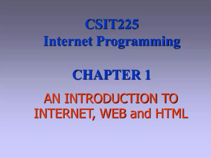 an introduction to internet web and html