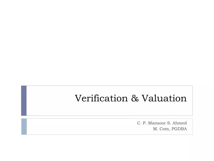 verification valuation