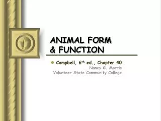 ANIMAL FORM &amp; FUNCTION