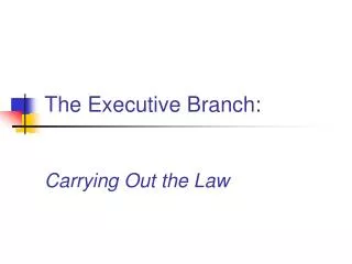 The Executive Branch: Carrying Out the Law