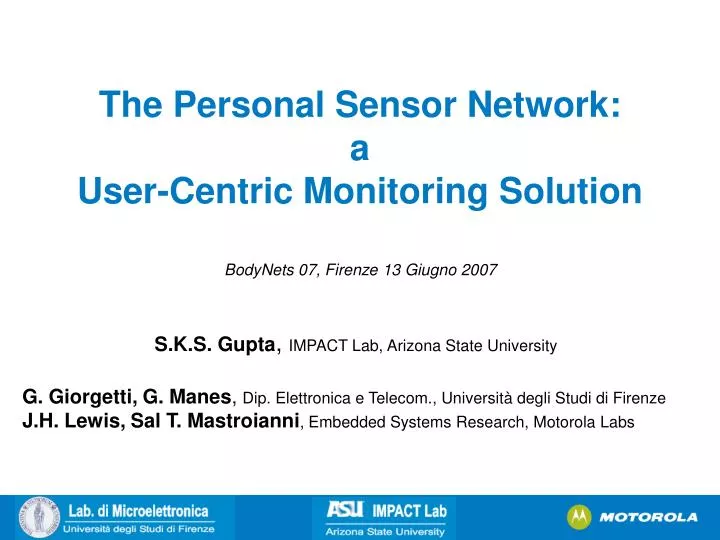 the personal sensor network a user centric monitoring solution