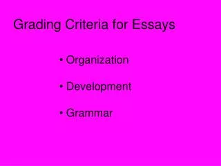 Grading Criteria for Essays