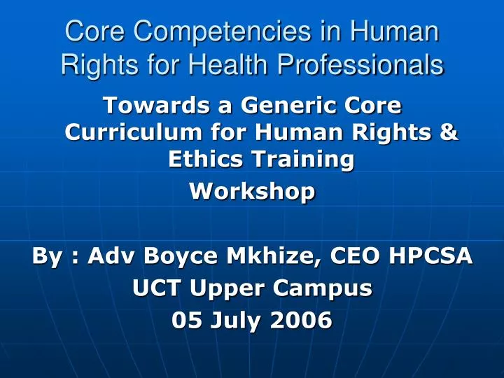 core competencies in human rights for health professionals