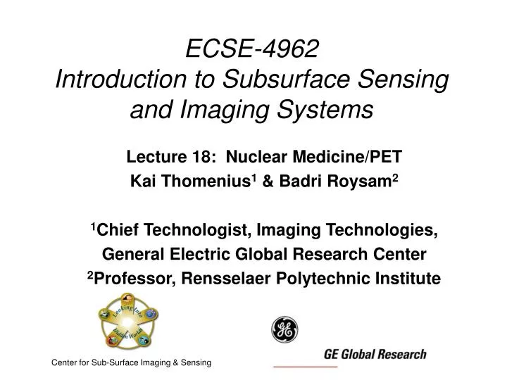 ecse 4962 introduction to subsurface sensing and imaging systems