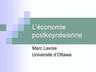 l conomie postkeyn sienne