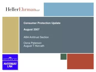 Consumer Protection Update August 2007