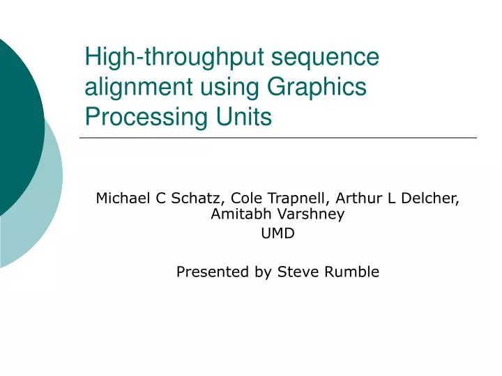 high throughput sequence alignment using graphics processing units