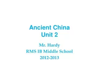 Ancient China Unit 2