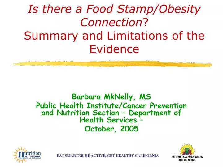 is there a food stamp obesity connection summary and limitations of the evidence