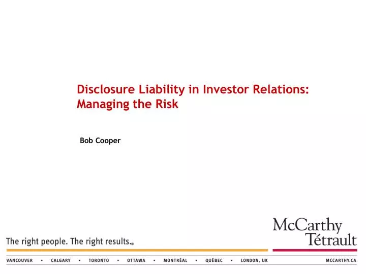 disclosure liability in investor relations managing the risk