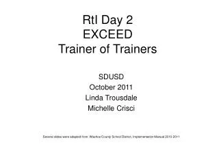 RtI Day 2 EXCEED Trainer of Trainers