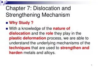 Chapter 7: Dislocation and Strengthening Mechanism