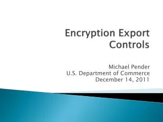 Encryption Export Controls