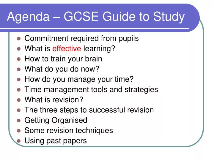 agenda gcse guide to study