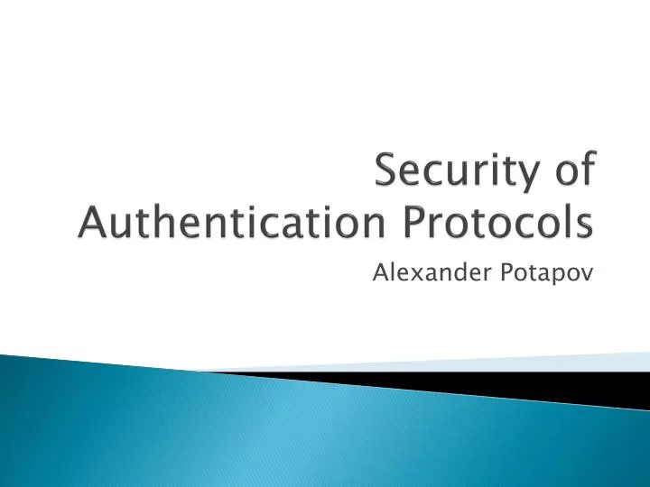 security of authentication protocols