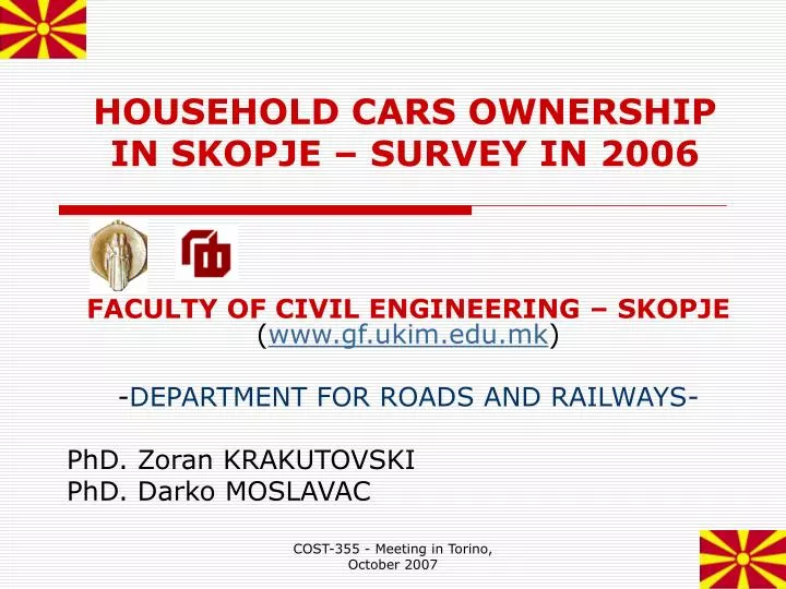 household cars ownership in skopje survey in 2006