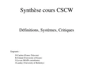 Synthèse cours CSCW