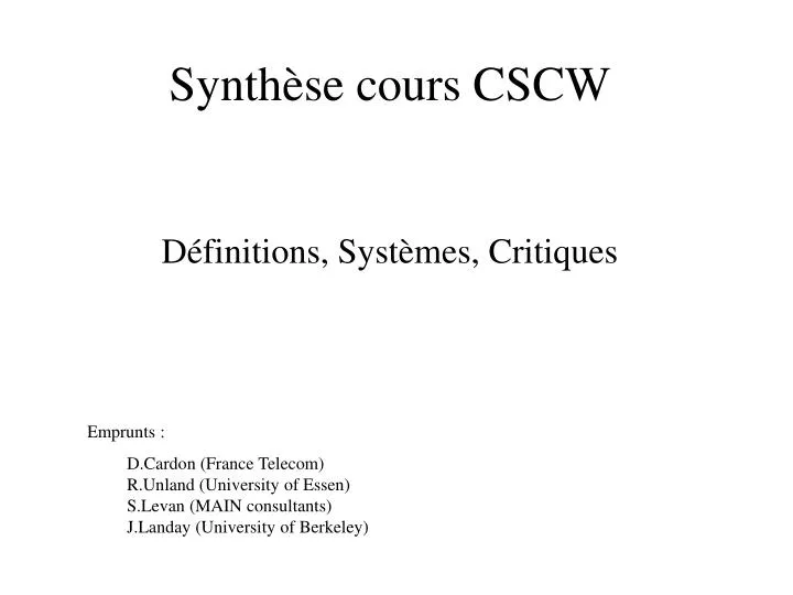 synth se cours cscw