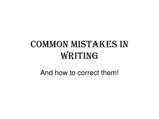 Common Mistakes in writing