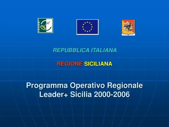 repubblica italiana regione siciliana programma operativo regionale leader sicilia 2000 2006