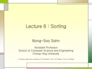 Lecture 6 : Sorting