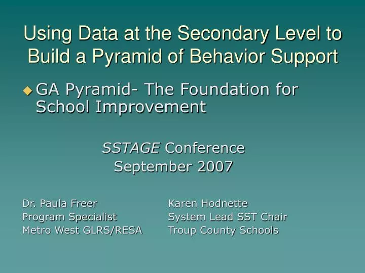 using data at the secondary level to build a pyramid of behavior support