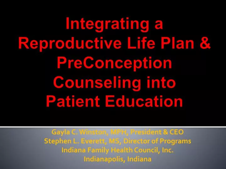 integrating a reproductive life plan preconception counseling into patient education