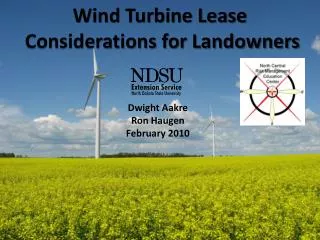 Wind Turbine Lease Considerations for Landowners