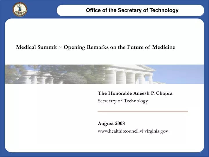 medical summit opening remarks on the future of medicine