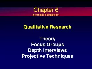 Qualitative Research Theory Focus Groups Depth Interviews Projective Techniques