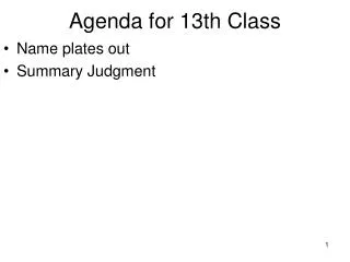 Agenda for 13th Class