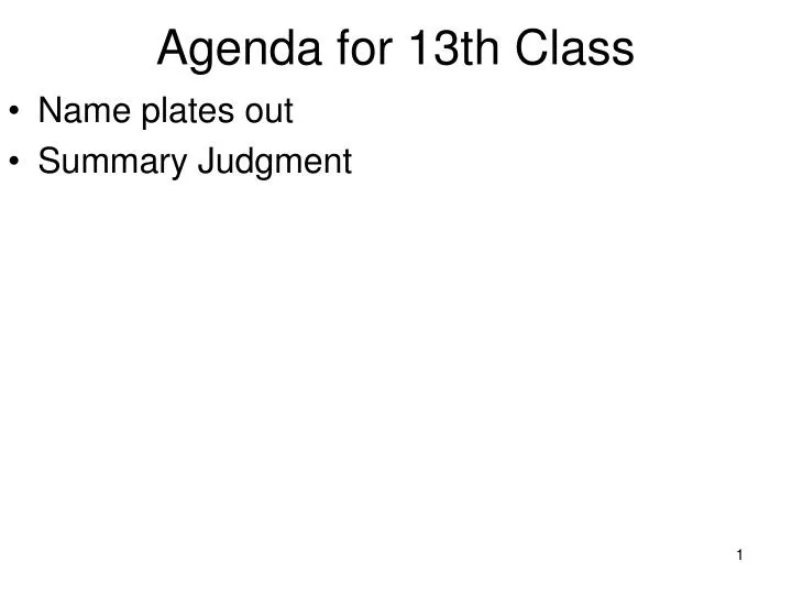 agenda for 13th class
