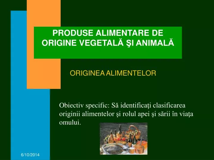 produse alimentare de origine vegetal i animal