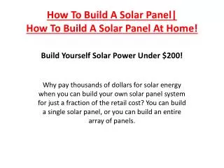 How To Build A Solar Panel