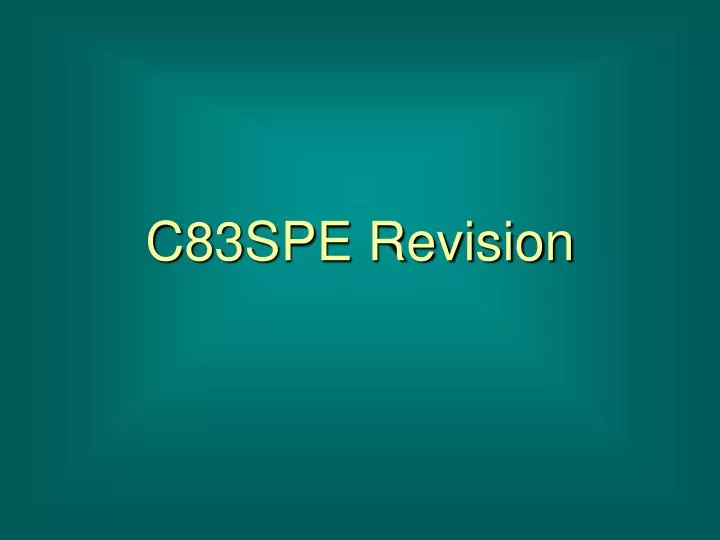 c83spe revision