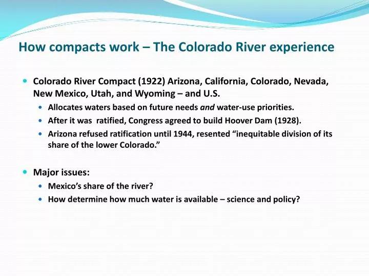 how compacts work the colorado river experience